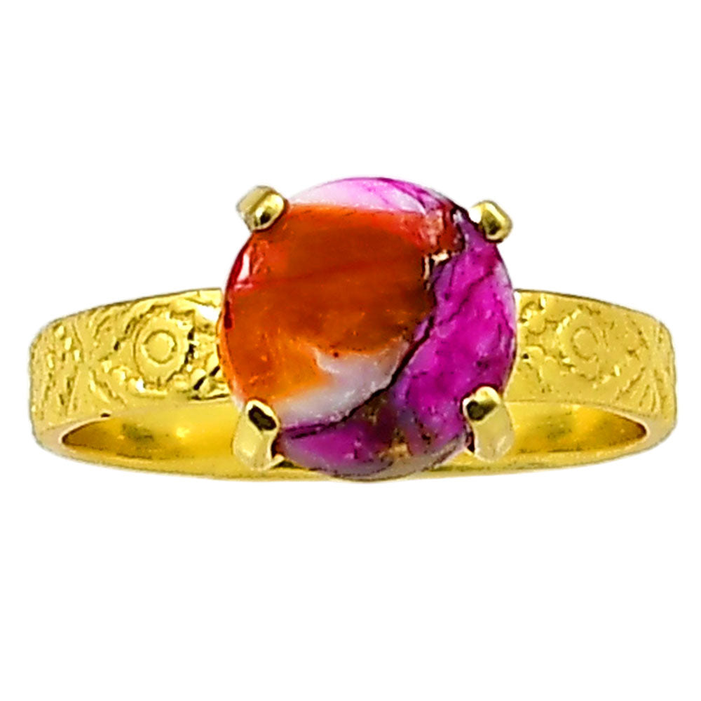 Kingman Orange Dahlia Turquoise Ring size-9.5 RM-1019 TR01302