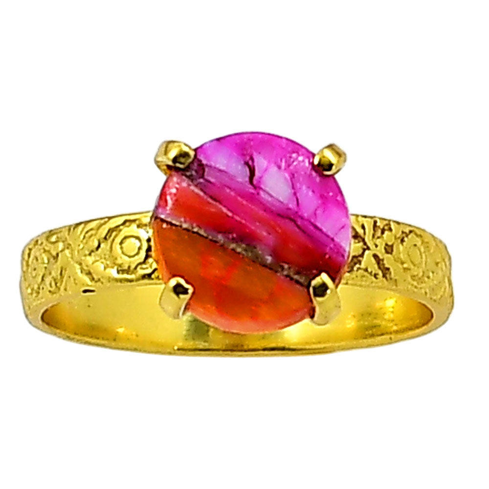 Kingman Orange Dahlia Turquoise Ring size-10 RM-1019 TR01303