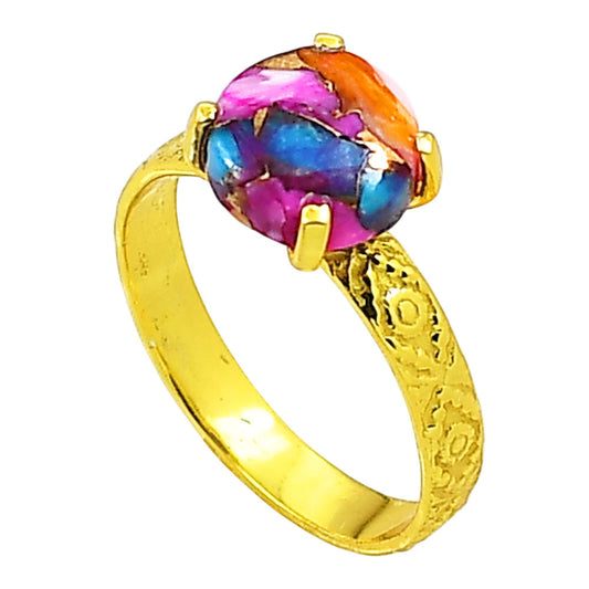 Kingman Orange Dahlia Turquoise Ring size-10 RM-1019 TR01304