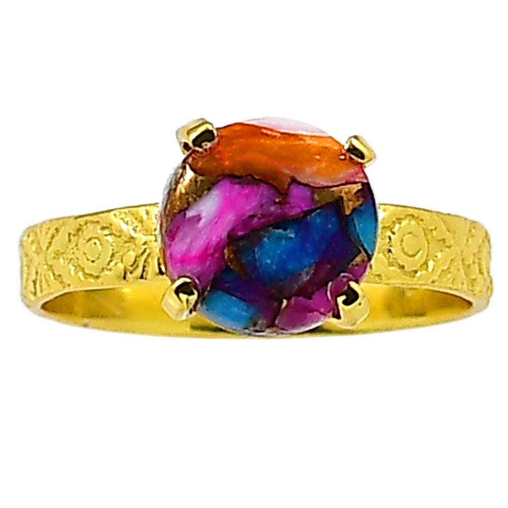 Kingman Orange Dahlia Turquoise Ring size-10 RM-1019 TR01304
