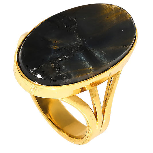Blue Tiger Eye Ring size-8 RM-1003 TR01611