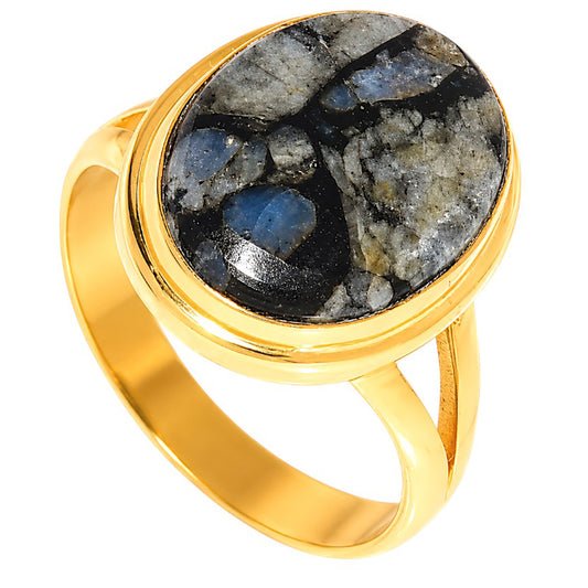 Llanite Blue Opal Crystal Sphere Ring size-8 RM-1008 TR01707