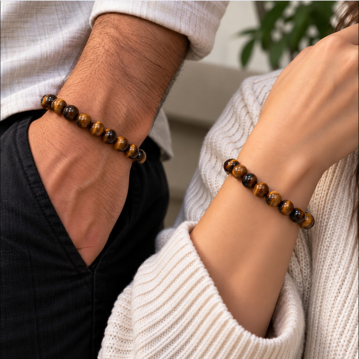 Natural Tiger Eye Unisex Bracelet for Protection, Courage & Good Luck Stone UBB1010