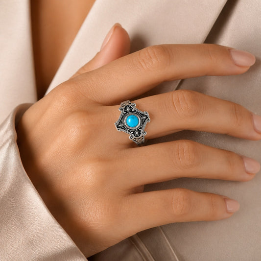 Ethnic Gemstone Silver Ring | Artisan 925 Sterling Handmade Jewelry AGR1027 R-1734