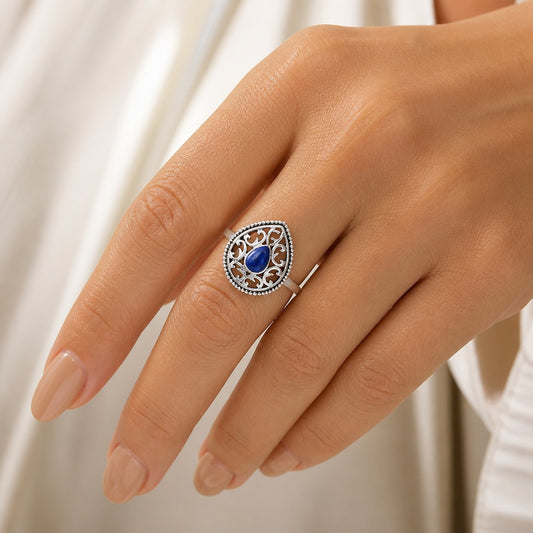 Handcrafted Triangle Gemstone Ring for Women - 925 Sterling Silver AGR1012 R-1038