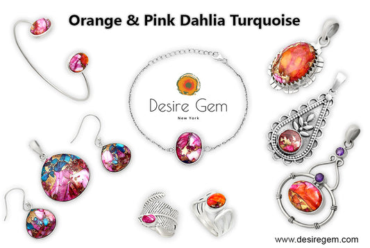 Natural Kingman Orange Dahlia Turquoise and Pink Dahlia Turquoise: Treatments and Authenticity