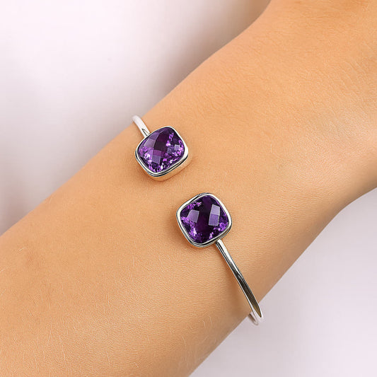 Premium Quality Amethyst Briolette Cuff Bangle Bracelet B-1004 11-EB10001