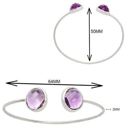Premium Quality Amethyst Checker Cuff Bangle Bracelet B-1004 11-EB10003