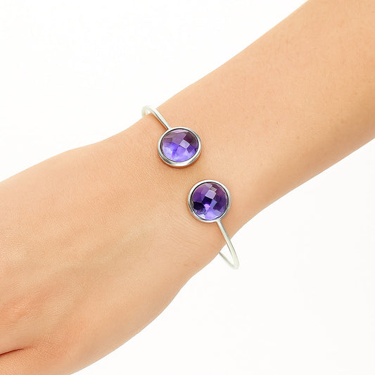 Premium Quality Amethyst Checker Cuff Bangle Bracelet B-1004 11-EB10005