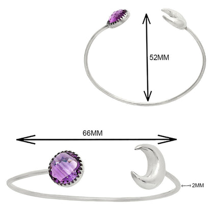 Premium Crescent Moon Amethyst Briolette Cuff Bangle Bracelet B-1046 11-EB10008