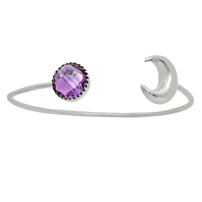 Premium Crescent Moon Amethyst Briolette Cuff Bangle Bracelet B-1046 11-EB10010
