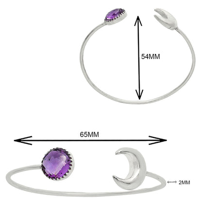 Premium Crescent Moon Amethyst Briolette Cuff Bangle Bracelet B-1046 11-EB10011