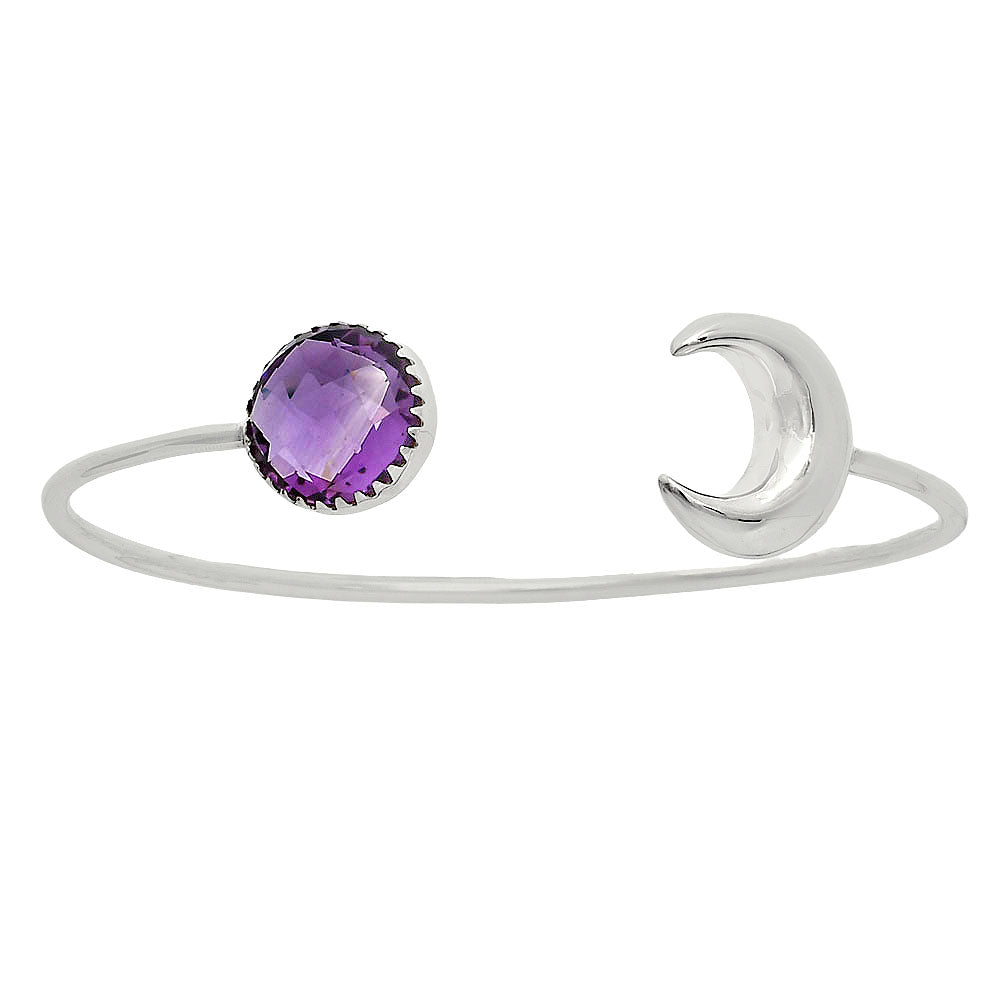 Premium Crescent Moon Amethyst Briolette Cuff Bangle Bracelet B-1046 11-EB10011