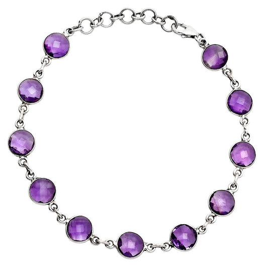 Premium Quality Amethyst Checker Briolette Bracelet B-1001 11-EB10012