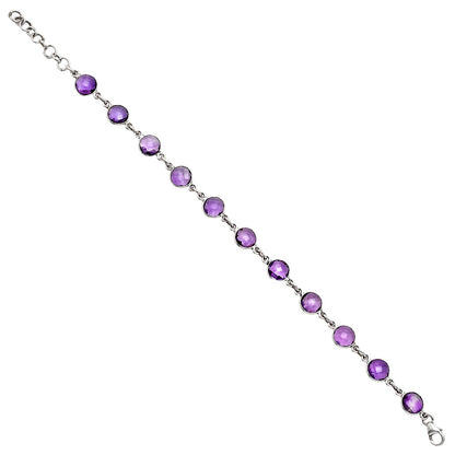 Premium Quality Amethyst Checker Briolette Bracelet B-1001 11-EB10012
