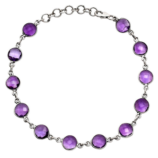 Premium Quality Amethyst Checker Briolette Bracelet B-1001 11-EB10013