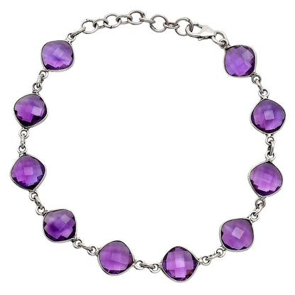 Premium Quality Amethyst Checker Briolette Bracelet B-1001 11-EB10014