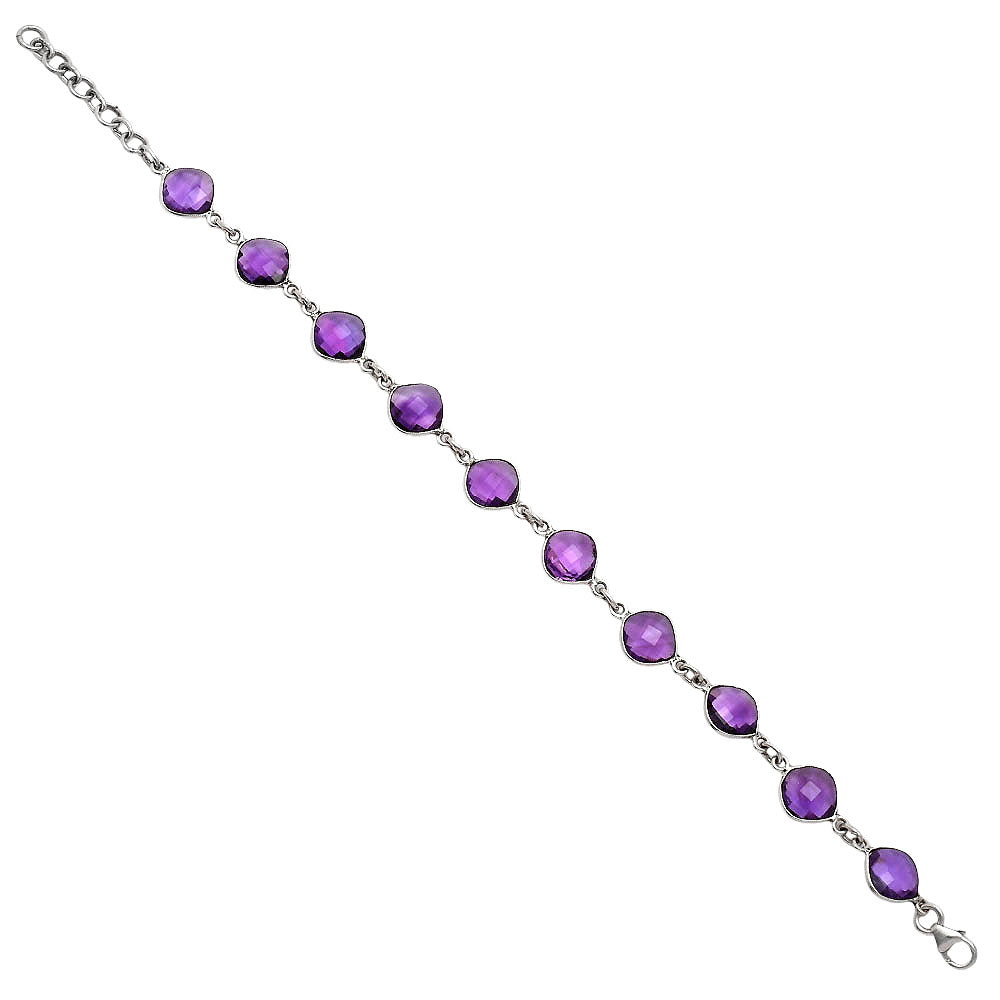 Premium Quality Amethyst Checker Briolette Bracelet B-1001 11-EB10014