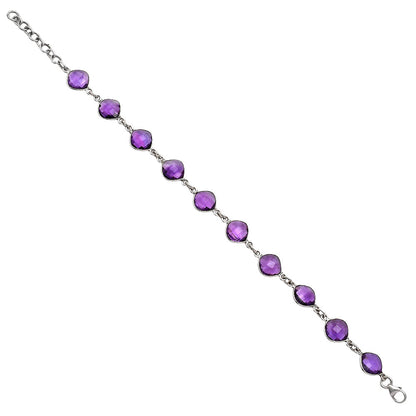 Premium Quality Amethyst Checker Briolette Bracelet B-1001 11-EB10014