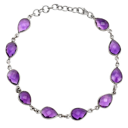 Premium Quality Amethyst Checker Briolette Bracelet B-1001 11-EB10015