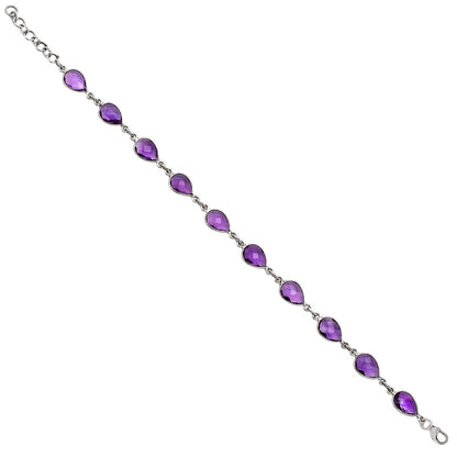 Premium Quality Amethyst Checker Briolette Bracelet B-1001 11-EB10015