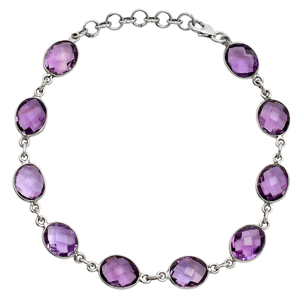 Premium Quality Amethyst Checker Briolette Bracelet B-1001 11-EB10016