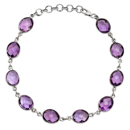 Premium Quality Amethyst Checker Briolette Bracelet B-1001 11-EB10016