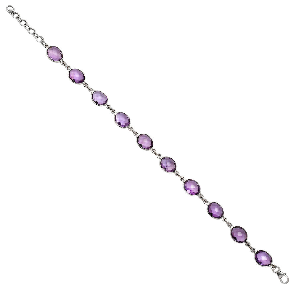 Premium Quality Amethyst Checker Briolette Bracelet B-1001 11-EB10016