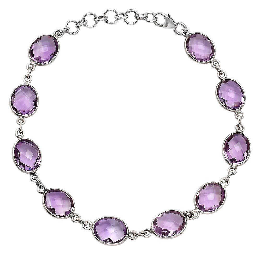 Premium Quality Amethyst Checker Briolette Bracelet B-1001 11-EB10017