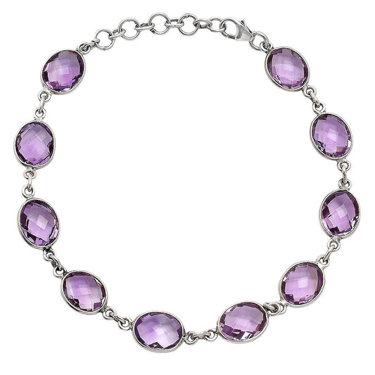 Premium Quality Amethyst Checker Briolette Bracelet B-1001 11-EB10017