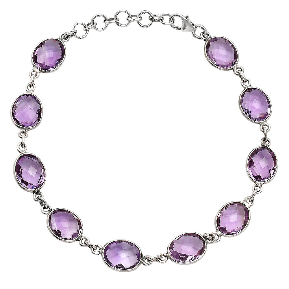 Premium Quality Amethyst Checker Briolette Bracelet B-1001 11-EB10018