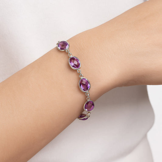 Premium Quality Amethyst Checker Briolette Bracelet B-1001 11-EB10018