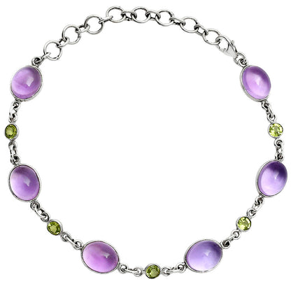 Premium Quality Amethyst Cab - Brazil & Peridot Bracelet B-1006 11-EB10020