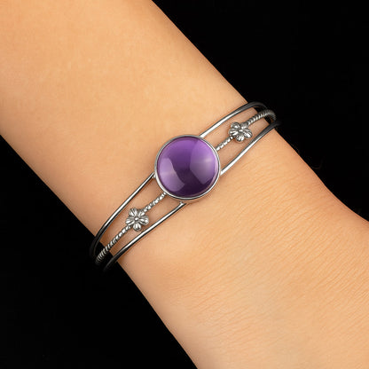 Premium Quality Amethyst Cab - Brazil Cuff Bangle Bracelet B-1012 11-EB10023