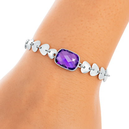 Premium Heart - Amethyst Checker Briolette Bracelet B-1044 11-EB10027