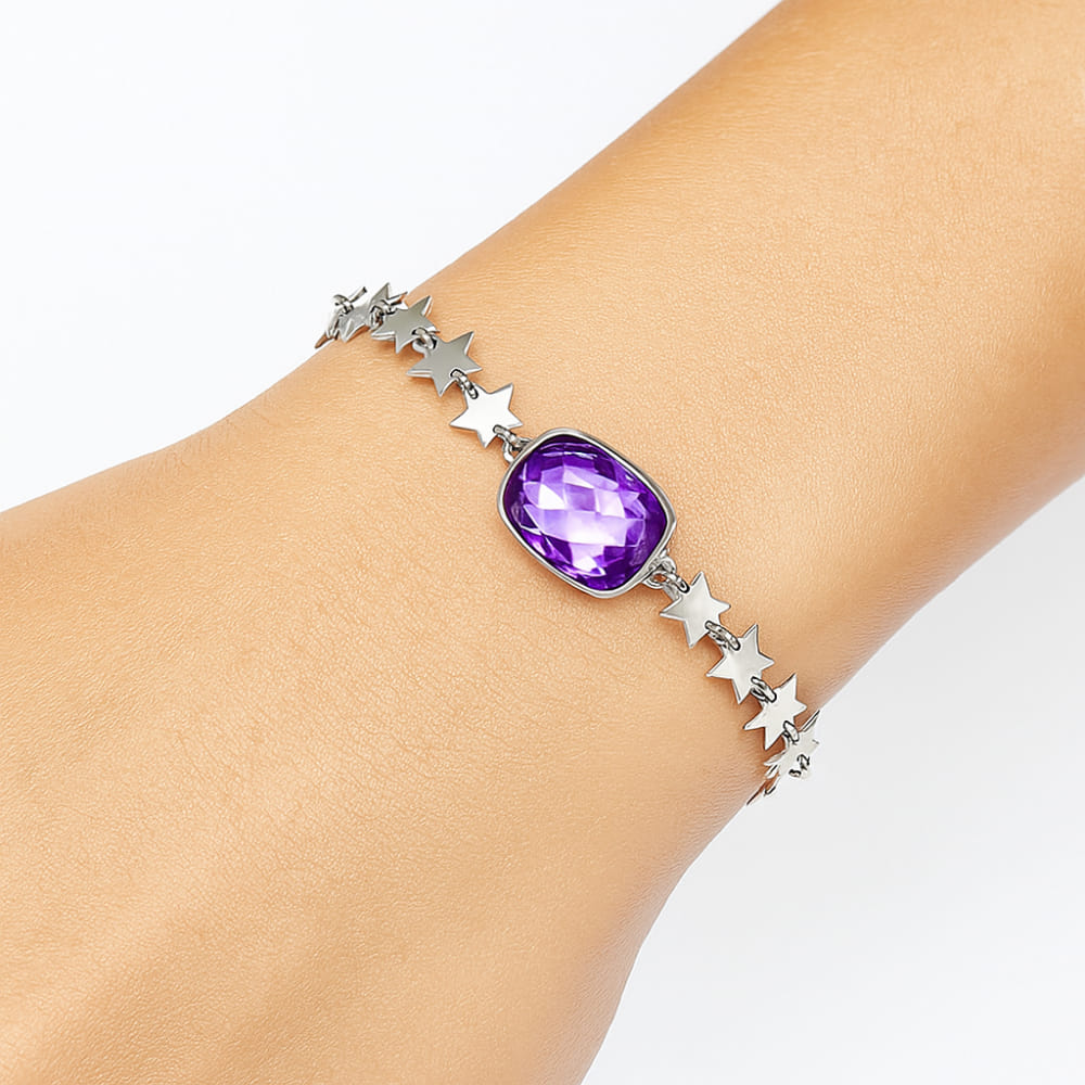 Premium Star - Amethyst Checker Briolette Bracelet B-1044 11-EB10028