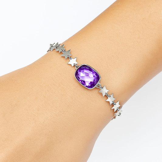 Premium Star - Amethyst Checker Briolette Bracelet B-1044 11-EB10028