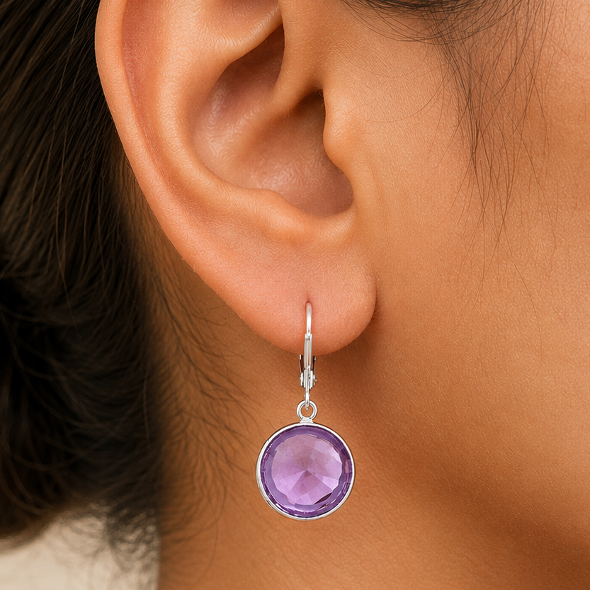 Fancy Cut Premium Quality Amethyst Earrings E-1254 11-EE10002