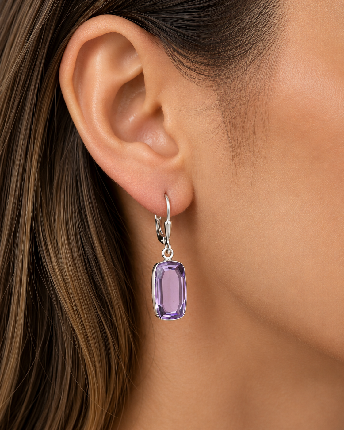 Fancy Cut Premium Quality Amethyst Earrings E-1254 11-EE10008