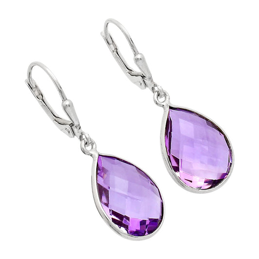 Premium Quality Amethyst Checker Briolette Earrings E-1254 11-EE10009