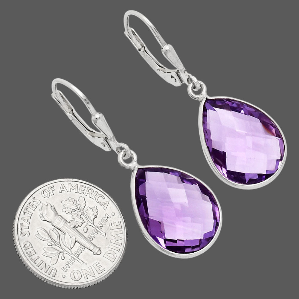 Premium Quality Amethyst Checker Briolette Earrings E-1254 11-EE10010