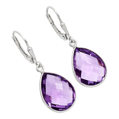 Premium Quality Amethyst Checker Briolette Earrings E-1254 11-EE10010