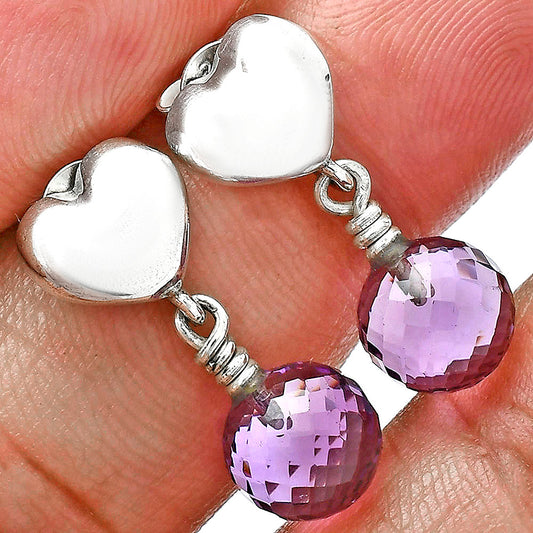 Premium Quality Heart - Amethyst Ball - Brazil Earrings E-1257 11-EE10013