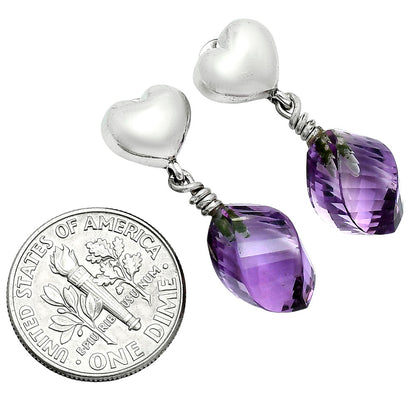 Premium Quality Heart - Amethyst Drop - Brazil Earrings E-1257 11-EE10014