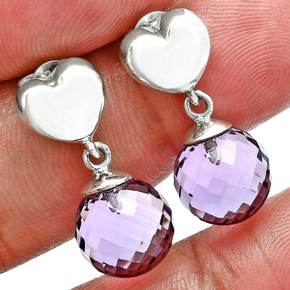 Premium Quality Heart - Heart - Amethyst Ball Earrings E-1258 11-EE10015