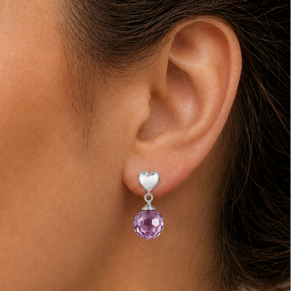 Premium Quality Heart - Amethyst Ball - Brazil Earrings E-1258 11-EE10016