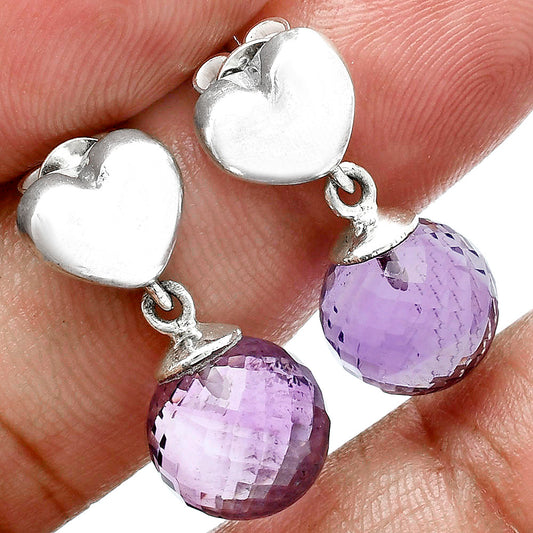 Premium Quality Heart - Amethyst Ball - Brazil Earrings E-1258 11-EE10018