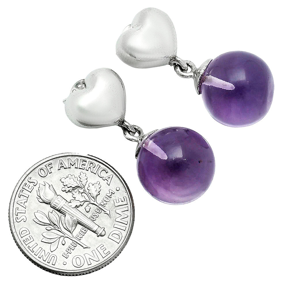 Premium Quality Heart - Amethyst Ball - Brazil Earrings E-1258 11-EE10019