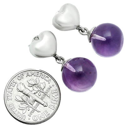 Premium Quality Heart - Amethyst Ball - Brazil Earrings E-1258 11-EE10019