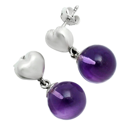 Premium Quality Heart - Amethyst Ball - Brazil Earrings E-1258 11-EE10020